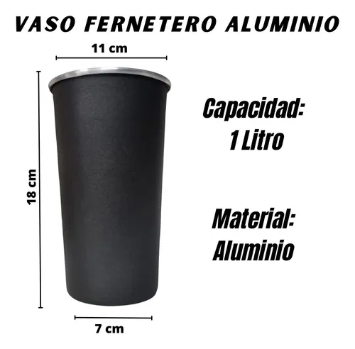 Vaso Fernetero Jarra Fernet Cerveza Aluminio 1 Litro Negro