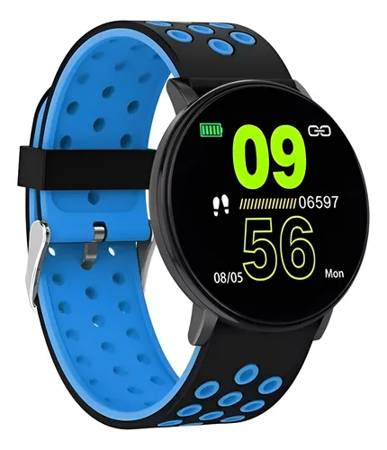Smartwatch Deportivo Fitness Bluetooth Colores Android Ios M Negro Azul Negro
