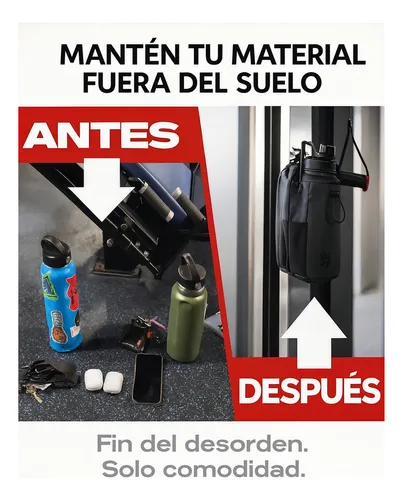 Bolso Gimnasio Magnético Deportivo Botellero Bandolera Gym Negro Lisa