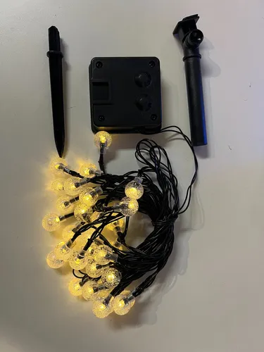 Guirnalda Luz Led Solar Bolita Cristal 30 Led Exterior 4mts Blanco Cálido