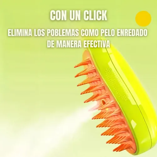 Cepillo De Vapor Para Mascotas 3 En 1 Con Spray Y Masajeador