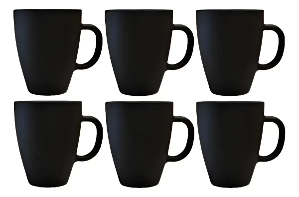 Taza Mug Vidrio Negro Mate Durax Armonia X6