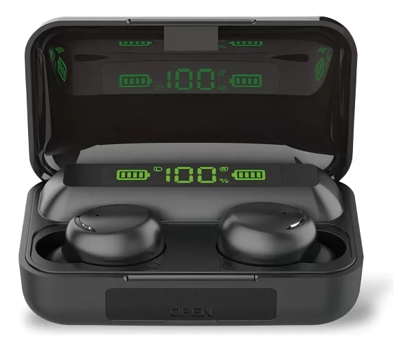 Auriculares F9-5 In-ear Inalámbricos Alpina Powerbank Color Negro Luz Verde
