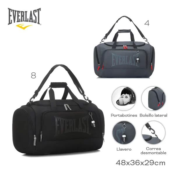 Bolso Everlast Deportivo Urbano Grande Viaje Gimnasio 16332 Gris