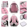 Mochila Transportadora Para Mascotas Rigida Gatos Perros Capsula Transparente Rosa