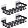 Pack x2 Estantes Repisas Con Adhesivos Para Ducha, Baño y Cocina -- Organizador Baño Ducha Metálico Negro Mate con Instalación sin Perforaciones Estante Shampoo Jabonera Levys Bazar