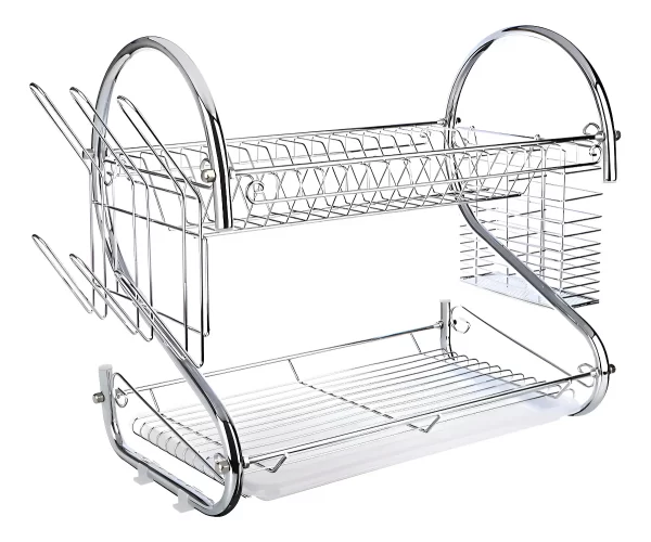Escurridor Secaplatos 2 Pisos Cromado Platos Tazas Cubiertos Raitot