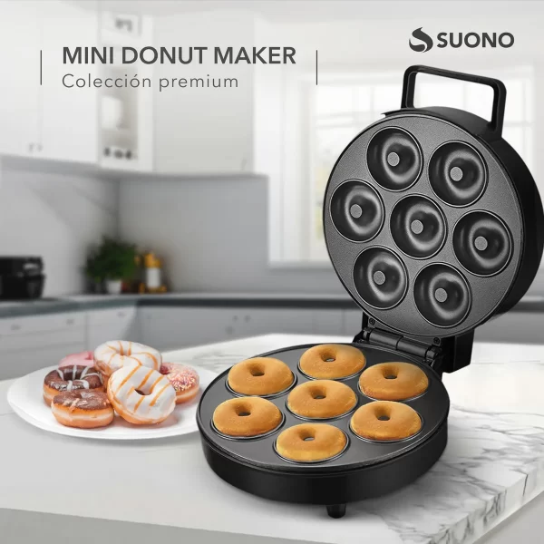 D_Q_NP_773248-MLA82268312218_022025-F.webp Máquina Donas Suono Mini Donut Maker 7 Unidades Mini Donas Antiadherente 1200w Color Negro