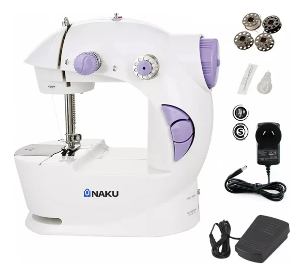 Mini Máquina De Coser Naku Mc-001 Eléctrica Portatil Puntadas Color Blanco
