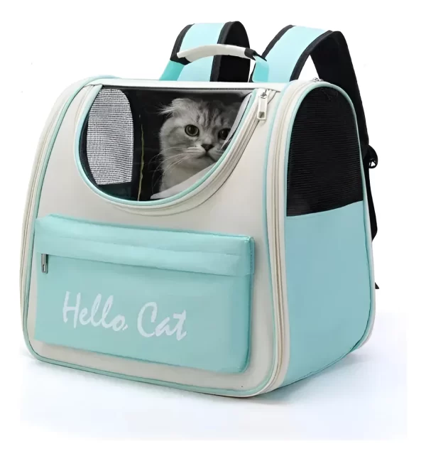 Mochila Hello Cat Para Mascotas Gatos Y Perros Suono Color Celeste