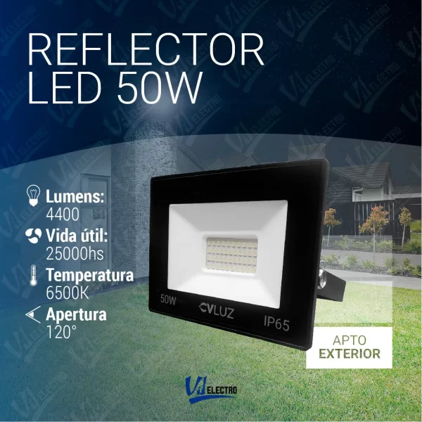 Reflector Led Exterior 50w Proyector Multiled Alta Potencia Ip65 Apto Intemperie Carcasa Negro Luz Blanco Frío
