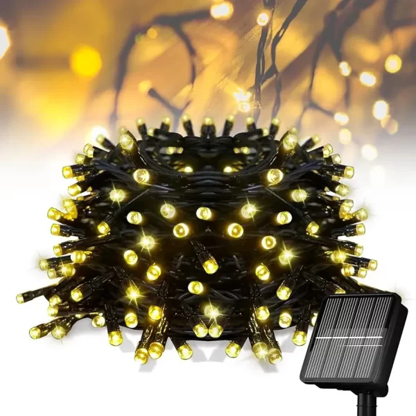 Luces Guirnalda Led Calida 20m Solares Exterior Ip65 Impermeable Jardín Navidad Decoración Guirnalda Energía Solar Automática Cuerda Flexible Fiestas Patio Levys Bazar