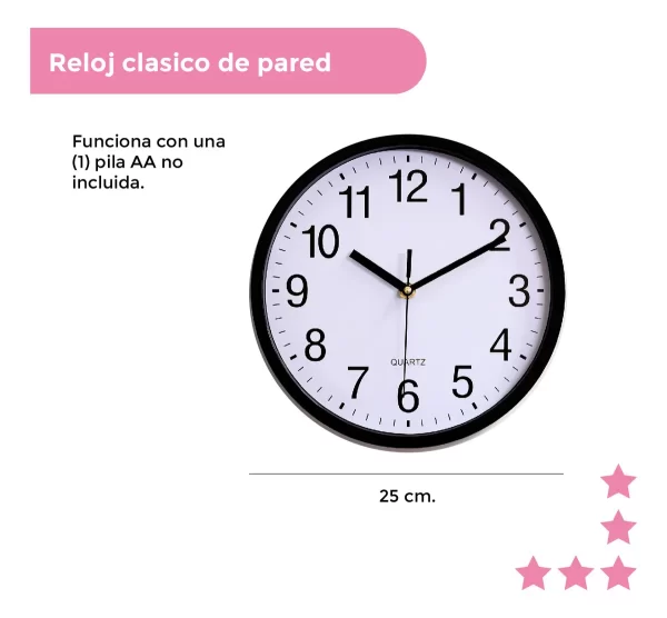 D_Q_NP_835496-MLA82381476798_022025-F.webp Reloj De Pared Moderno Silencioso Color Negro Clásico Quartz