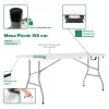 Mesa Para Jardin Exteriror Plegable Camping Portatil Picnic 150 x 70 Cm Color Blanco Gardenlife