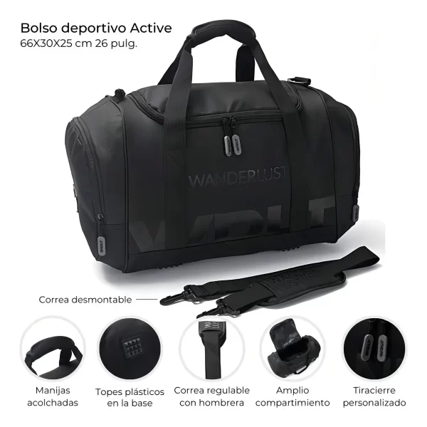 Bolso Deportivo Active Wanderlust 26 Bolso Grande Correas Mochila Desmontable Deportivo