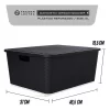 Canasto Cajón Organizador Rattan Plástico Premium Grande Xl Color Negro / Full Black