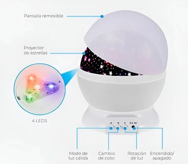 Velador Estrellas Luces Proyectores Luz Bola Pelotas Galaxia