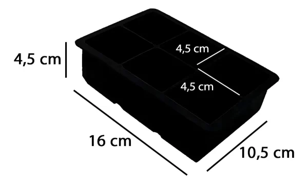 Cubetera Silicona Hielo Cuadrado Grande Molde Apto Horno Color Negro